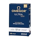 OMEGOR Ultra 1200 Omega 3 IFOS (60 Cápsulas) de Máxima Concentración - Omega3 EPA 610mg y DHA 510mg - Sin Sabor a Aceite de Pescado y Fácil de Digerir