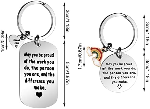 JOELELI 2Pcs Thank You Gift Keyring for Women Men Christmas New Year Keychain Gifts Leaving Gifts for Colleagues Nurse Teacher Mentor Coach Volunteers Employees Graduation Students