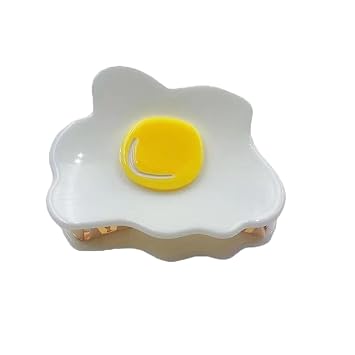 Poached Egg Claw Clips,Poached Egg Hair Clips,Fried Eggs Hair Claw Clips,Food Shape Hair Jaw Clips,Acetate Hair Clips for Girls,Big Hair Claw Barrettes for Women Poached Egg