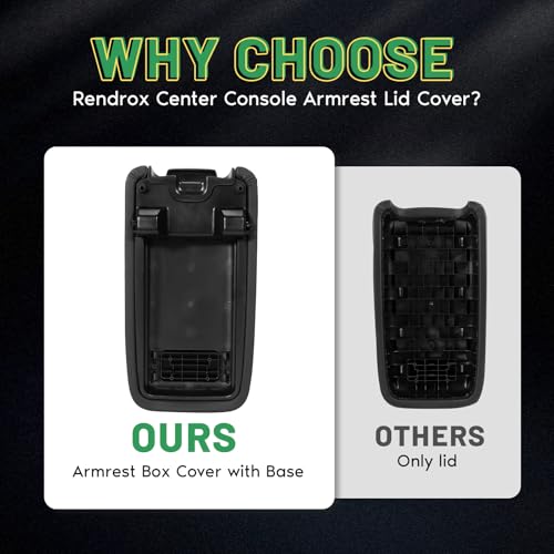 Rendrox 1VT06DX9AI Floor Center Console Armrest Lid Cover Assembly W/Base Compatible with Dodge Charger 2011-2021, Chry-sler 300 2015-2021 Replace 1VT06DX9AA 1VT06DX9AC 1VT06DX9AD 1VT06DX9AE, Black by Rendrox - Used condition - Image 5