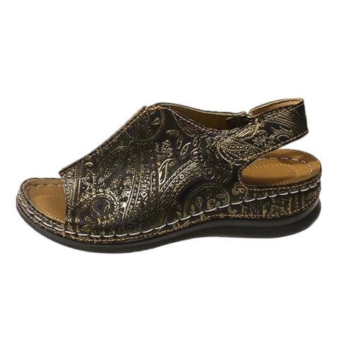 Genérico Sandalias Comodas Mujer Con Parte Inferior Inclinada Y Pasta Informal Para Mujer, De Verano (Oro, 38) Chanclas Trekking Zapatillas Juanetes Calzado 2026 Pala Piel Vestir Pies Delicados