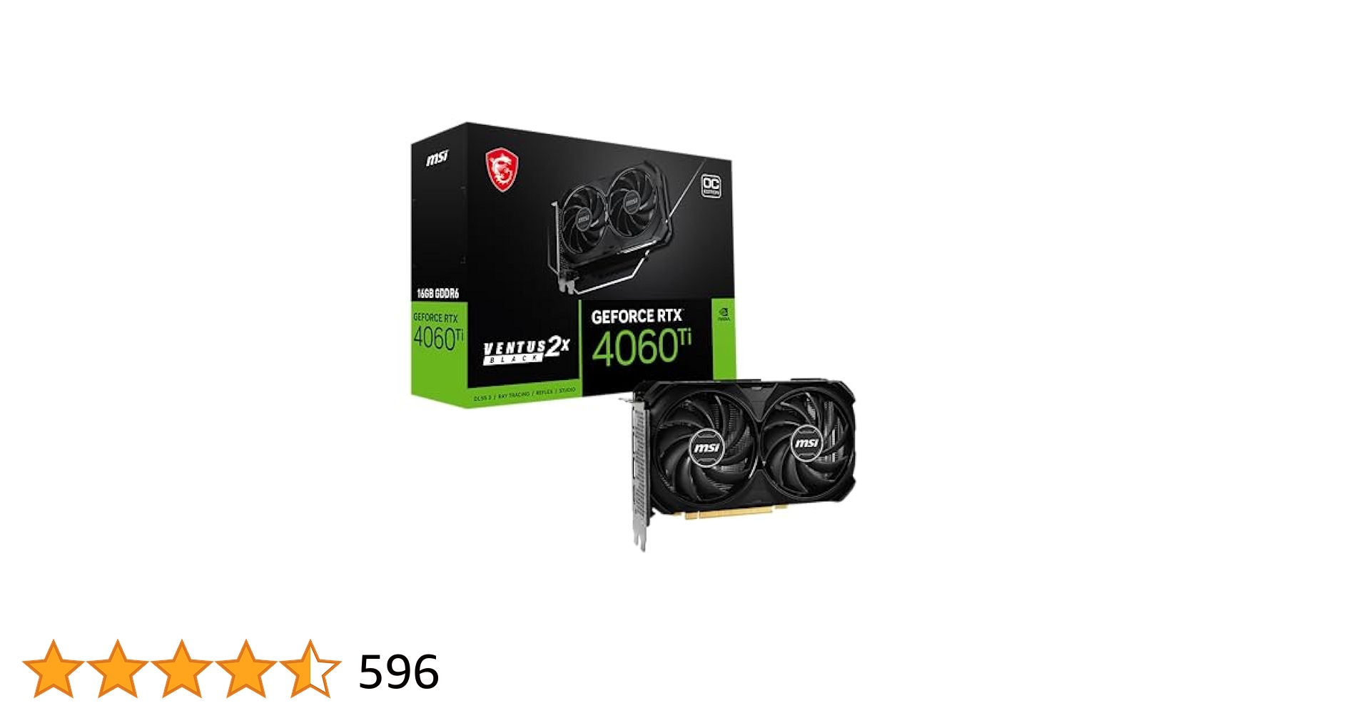 グラフィックボード・グラボ・ビデオカード MSI GeForce 4060 Ti VENTUS 2X BLACK MSI GeForce RTX 4060 Ti VENTUS 2X BLACK 16G OC