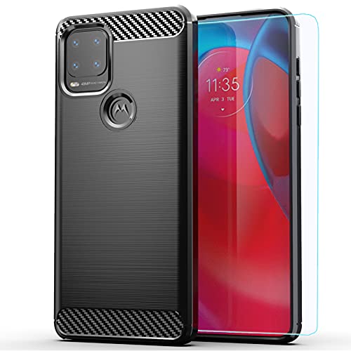 Moto G Stylus 5G case,Motorola G Stylus 5G case,with HD Screen Protector,M MAIKEZI Soft TPU Slim Fashion Non-Slip Protective Phone Case Cover for Motorola Moto G Stylus 5G (2021) (Black Brushed TPU)