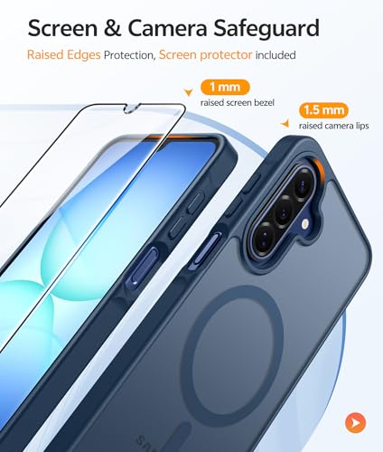 Image of FNTCASE for Galaxy A17 /A16 5G Phone Case: for Samsung A17 Cases [Compatible with Magsafe] [Screen Protector] Matte Translucent Military Grade Protection for Samsung A 17 & A 16 4G Cover - Blue