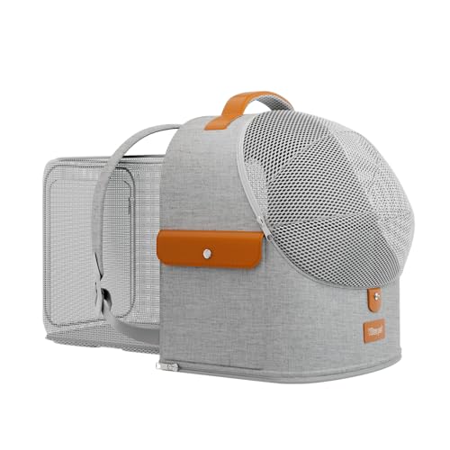 Expandierbarer Katzenrucksack - Faltbarer Haustiertransportrucksack mit atmungsaktivem 4D-Netz, Hundetransportrucksack für Haustiere bis zu 12 kg (Grau)
