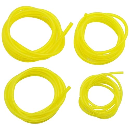 DXLing 4 Pièces Tuyaux d'Essence Longueur 1,5 m Universel Tuyau de Conduite de Carburant Outils de Jardin Jaune Transparent pour Souffleur Coupe-bordure Tronçonneuse Tondeuse à Gazon Accessoires