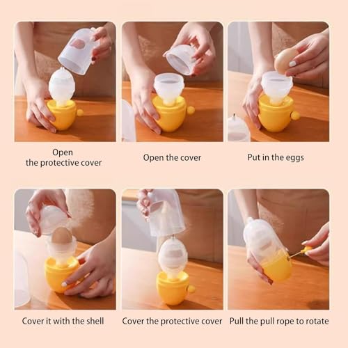Image of Golden Egg Shaker Mixer - Manual Hand Spinner Egg Scrambler for Scrambled Inside Shell - Portable Mixing Tool for Kitchen, Camping & Travel