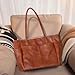monrich Large Tote Bag for Women Work Vegan Leather 23L Womens Tote Purse with Zipper Ladies Handbags Brown