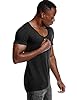 Deep V Neck T Shirt for Men Low Cut Scoop Tee Invisible Vee Top Cotton Short Sleeve Wide Neck Black XL #1