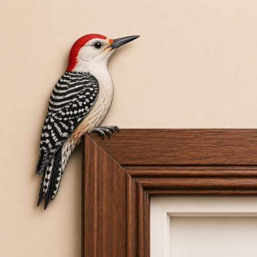 Wooden Bird Door Topper Decor Adorable Bird Shape Corner Statue，Wood Bird