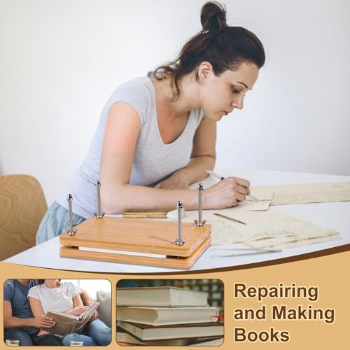 Buchbinder Set Buchbindeset Buchbindetuch-Set Buchbinderei Werkzeuge Set Buchbindewerkzeuge mit 30x19,2cm Buchpresse,Buchbinderleinen,Buchreparaturtuch,Falzbeine zum Reparieren Alter Bücher,Buchbinden