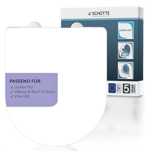 SCHÜTTE WC-Sitz passend zu Villeroy & Boch O Novo Vitra S50 Laufen Pro mit Absenkautomatik made in EU Abnehmbarer Klodeckel aus bruchsicherem Duroplast Toilettendeckel bis zu 250kg belastbar