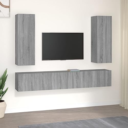 INLIFE Ensemble de Meubles TV 5 pcs Sonoma Gris Bois d'ingénierie-3120210