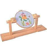 Adjustable Embroidery Hoop Stand, Hands-Free Wooden Cross Stitch Stand Holder for DIY Craft Sewin...