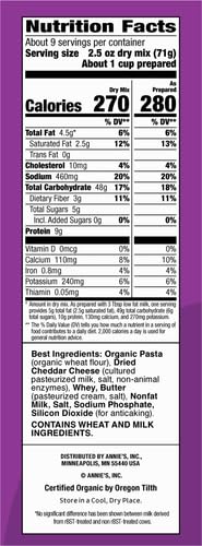 Image of Annie's White Cheddar Shells Macaroni & Cheese Dinner with Organic Pasta, 4 Ct, 6 OZ Boxes (Pack of 2)
