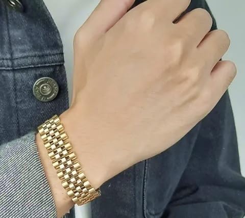 IMPRESSIVE Presidential Jubilee Style Link Bracelet Stainless Steel For Men and Women 8 Inch 15MM (Gold Tone) by IMPRESSIVE - Used condition - Image 3