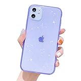 iPhone 11 Case Clear Glitter,Anynve Sparkle Bling Case [Air Cushion Anti-Shock Matte Edge Bumper Design] Cute Slim Soft Silicone Gel Phone Case Compatible for Apple iPhone 11 6.1''-Purple