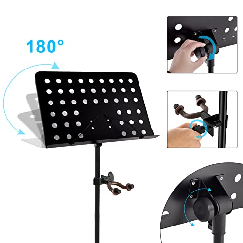 Eastrock Music Projector Stand For Sheet Music With Violin Ukulele Hanger Holder Mount Professional Collapsible Durable Material Adjustable Orchestra Folding Music Stand For Music Players #TOP2