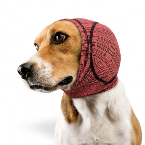 Image of Dog Calming Hood Ear Cover for Anxiety Relief, Red, M
