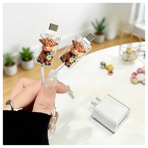 2pcs Acrylic Adorable Highland Cow Cable Protector, Type-C Compatible, Anti-Break Data Cable Cover, Beautiful and Durable Charging Cable Protective Case, Perfectly Ideal