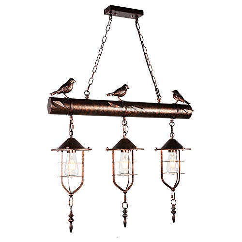 Retro E27 Colgante de luz Moderno Diseño Dentro Lámpara de comedor 5 llamas Candelabro Cocina Planchar Lámpara colgante Altura Ajustable para Sala Habitación Cafetería Hotel Pequeña ave D45CM,Negro Cover