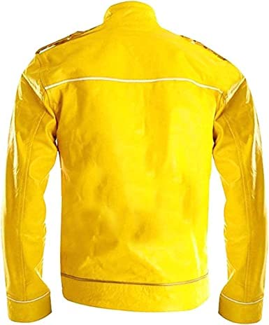 Dooin Men's Wembley Tribute Concert Belted Motorcycle Yellow Faux Leather Jacket Xxxs (Suitable For 32-34 Inches Chest) Freddie Yellow Jacket-Faux #TOP3
