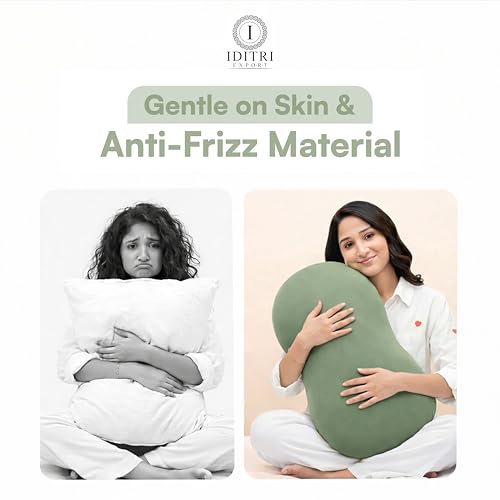Image of Soft Cuddle Pillow, Breathable Material for Cooler Sleep, Ergonomic Bean Shape Neck Support Cushion, Stress-Free Relaxing Bedding for Side Sleeper, 23 X 14.9 X 3.8 Inch, Grey