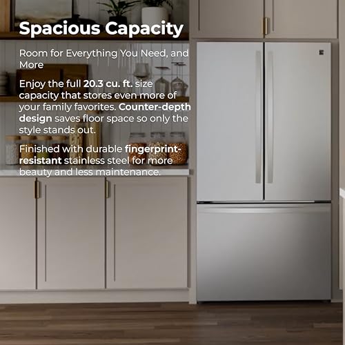 Kenmore 36" French Door Refrigerator with Freezer - Accela Chill, Adjustable Shelving, Humidity Controlled Crispers, ENERGY STAR Certified, 20.3 cu. ft. Capacity, Fingerprint Resistant Stainless Steel - Image 4