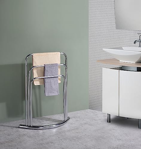 KB Designs - 3 Tier Freestanding Metal Towel Rack Stand, Chrome