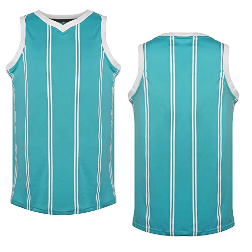 MESOSPERO Blank Basketball Jersey,Men's Mesh Athletic Sports Shirts Black Yellow White Blue Red S-3XL(Blue Strips,Medium)