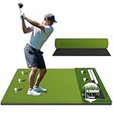 RIKADE 5x4ft Pro Golf Hitting Mat & Golf Training Mat, Integrated Ball Tray & Dual-Turf Simulator Mat, 10mm Non-Slip EVA Base, for Backyard, Garage, Home Golf Simulator & Indoor Outdoor Practice