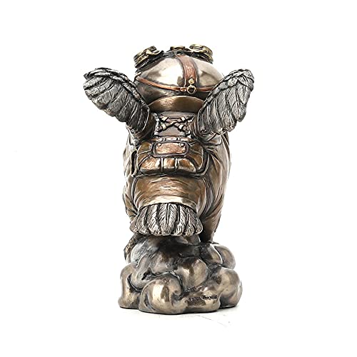 Estatua búho aviador steampunk 4 1/8 pulg Resina broncínea miniatura 5