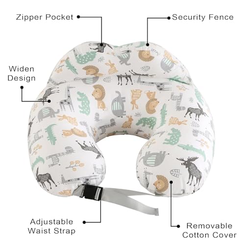 Image of Proliva Feeding Pillow for New Born Baby with Detachable Cover Breast Feeding & Maternity Nursing Pillow for Breastfeeding Support for Baby Feeding Pillow for Mom (White-RABIT-B2)