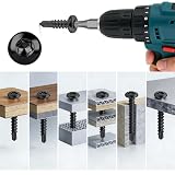 mawmuaw 50 szt. wkrętów Torx ze stali nierdzewnej, z łbem soczewkowym, samowiercące śruby M5,5 x 38 mm, wkręty samogwintujące ze stali nierdzewnej 410, czarne, wkręty do dachów z twardego drewna