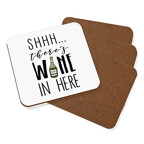 Shhh Hay Vino Aquí Rojo Posavasos Conjunto de 4