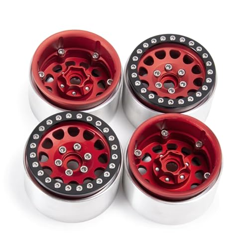 RC���� For Axial For SCX10 For Wraith For TRX4 For TRX6 D90 4WD 1/10 4 �� 1.9 "�r�[�h���b�N�z�C�[�������g�� 35 �~�����[�g���z�C�[���n�u RC �N���[���[��(Red)