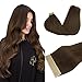 DOORES Tape in Human Hair Extensions 16 Inch 50g 20pcs Chocolate Brown Real Hair Extensions Tape in Human Hair Extensions Seamless Skin Weft