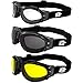Three (3) Pairs Birdz Eagle Padded Motorcycle Goggles Airsoft Googles Comes with Clear, Smoke, and Yellow Day and Night riding comfort You Should Have Googles For Any Weather Condition