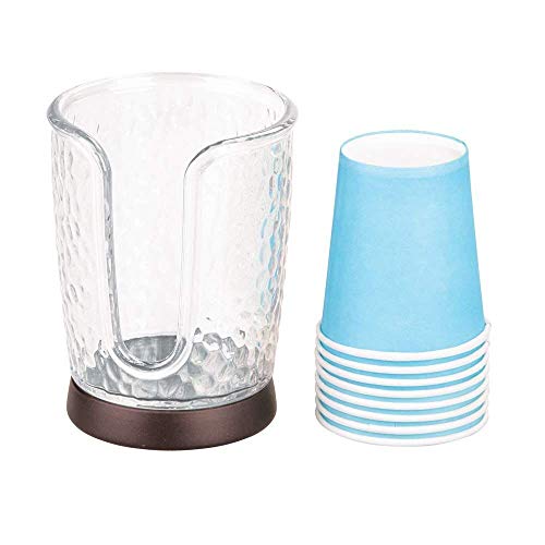 Idesign Rain Disposable Paper And Plastic Cup Dispenser Holder For Master, Guest, Kids' Bathroom Vanity And Countertops, 3.10" X 3.10" X 4", Clear And Bronze #TOP3