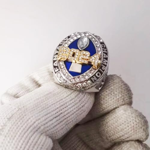 fantasy football ring 2024 heavy ffl champion ring  gold silver tone plated award trophy for fantasy football league winner