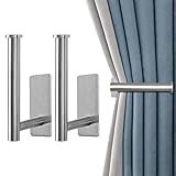 Raffhalter Gardinenhalter Vorhang Halter Raffhalter Haken Curtain Hooks Tiebacks Gardinen Halterung Vorhanghalter Gardinenhaken Wand Selbstklebende für Vorhänge, 2 Stück Silber