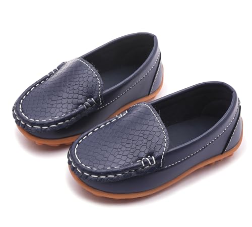 image for LONSOEN Toddler/Little Kid Boys Girls Soft Synthetic Leather Loafer Sl