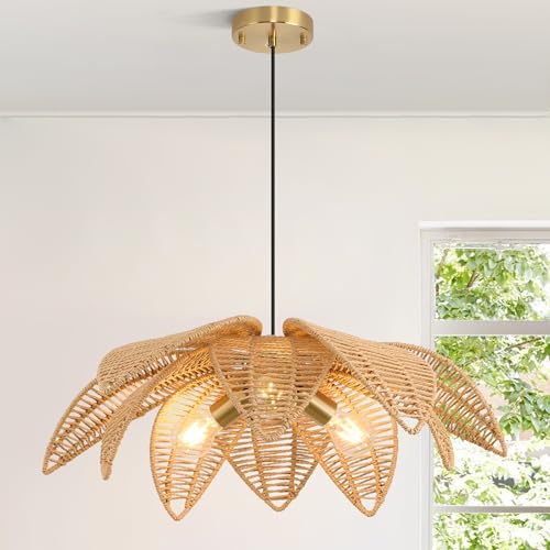 24” Rattan Chandeliers for Dining Room