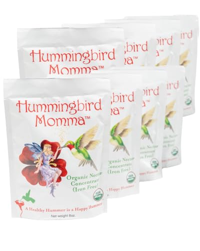 HUMMINGBIRD MOMMA Premium USDA-Certified Organic Hummingbird Food, 8-8oz Packets of Natural Nectar, Outdoor Feeding Essentials (Without Feeder, 8 Pack)