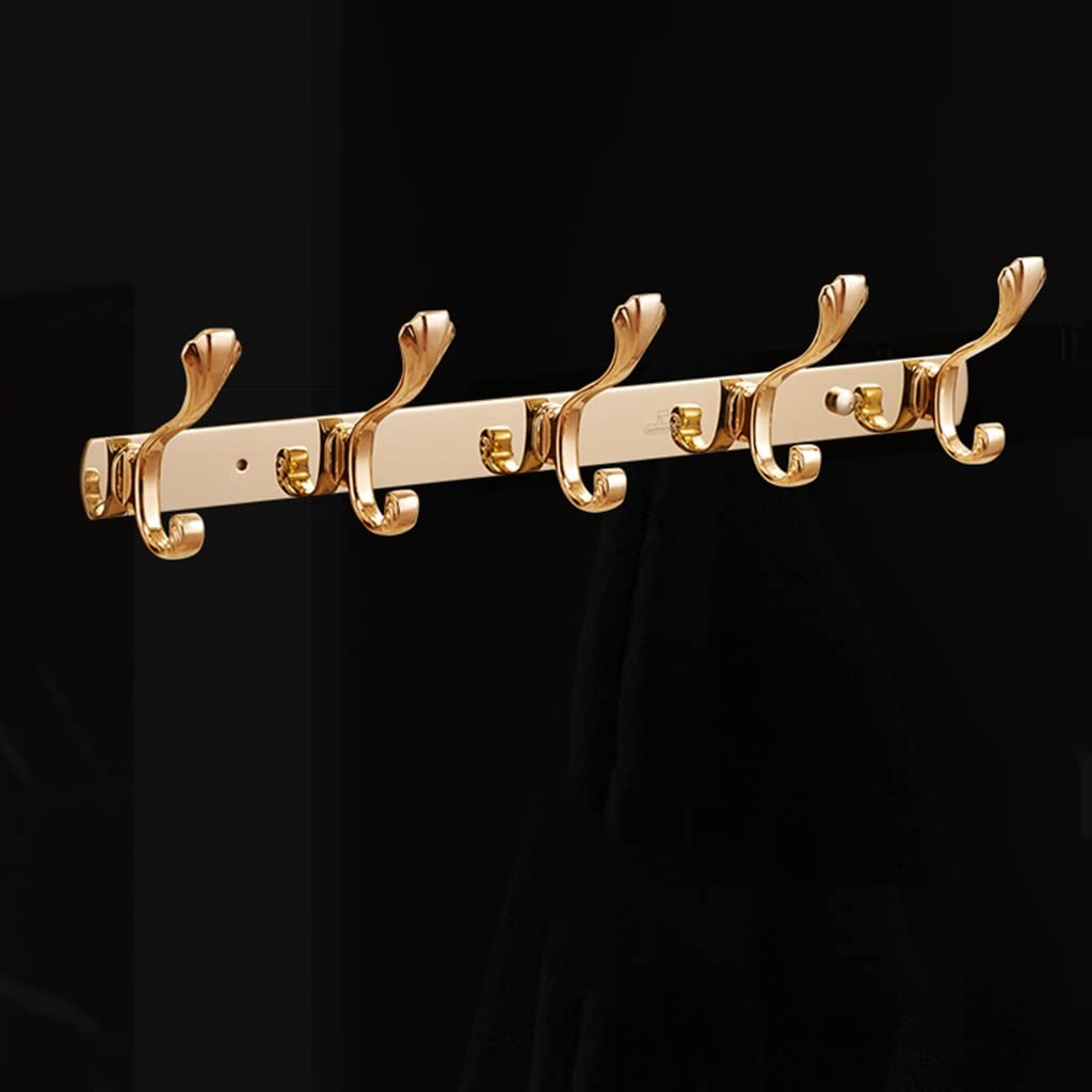 Kleiderhaken, Edelstahl-Kleiderhaken, Wandgarderobe, Wandhaken for Mantel, Handtuchtaschen, Eingangsbereich, Badezimmer Badezimmer (Color : Gold, Size : 5 Hooks)