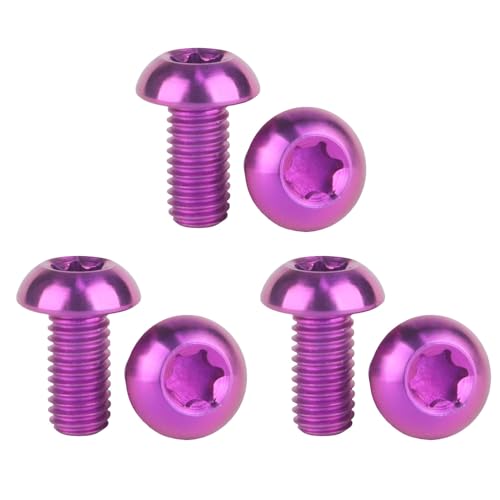 Image of 6PCS Titanium Bike Screw M5x10mm Bicycle Disc Brakes Rotor Bolts Torx T25 Head (Purple)