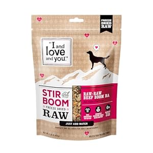 I AND LOVE AND YOU Stir and Boom Dehydrated Freeze Dried Raw Dog Food – Beef – Grain Free, Real Meat, No Fillers, 1lb Bag