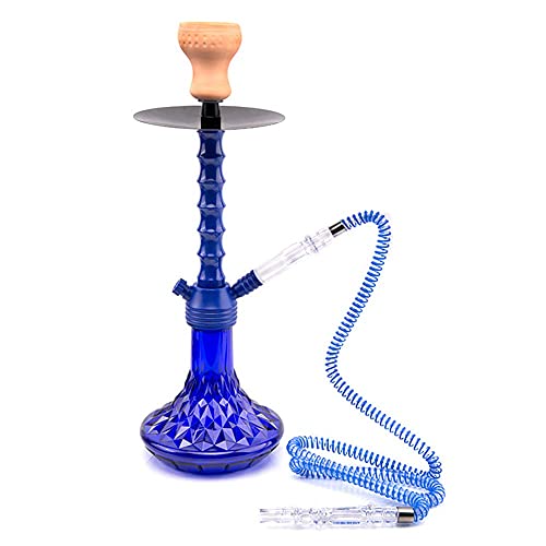 Acryl Shisha Set, Tabak Shisha Zubehör mit mittlerem arabischen Geschmack, mit 1 Schlauch, Räuchertopf aus Ton, Blau