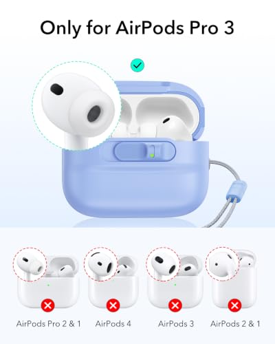 Image of ESR for AirPods Pro 3 Case (2025), Compatible with AirPods Pro 3 (USB-C Cable), MagSafe Ready, Magnetic Lid Lock, Full Drop Protection Cover with Lanyard, Light Blue