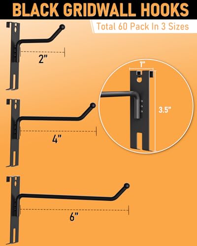 Incly NC0184 2/4/6 Inch Gridwall Hooks thumb #3